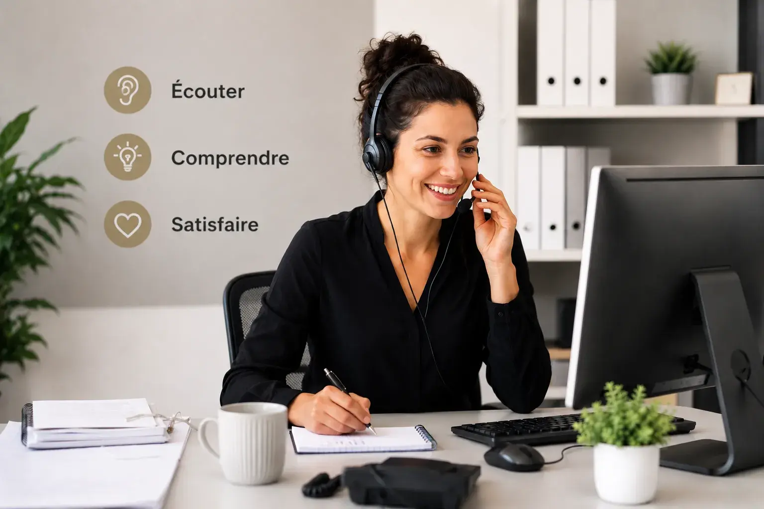 Personne au téléphone dans un bureau lumineux